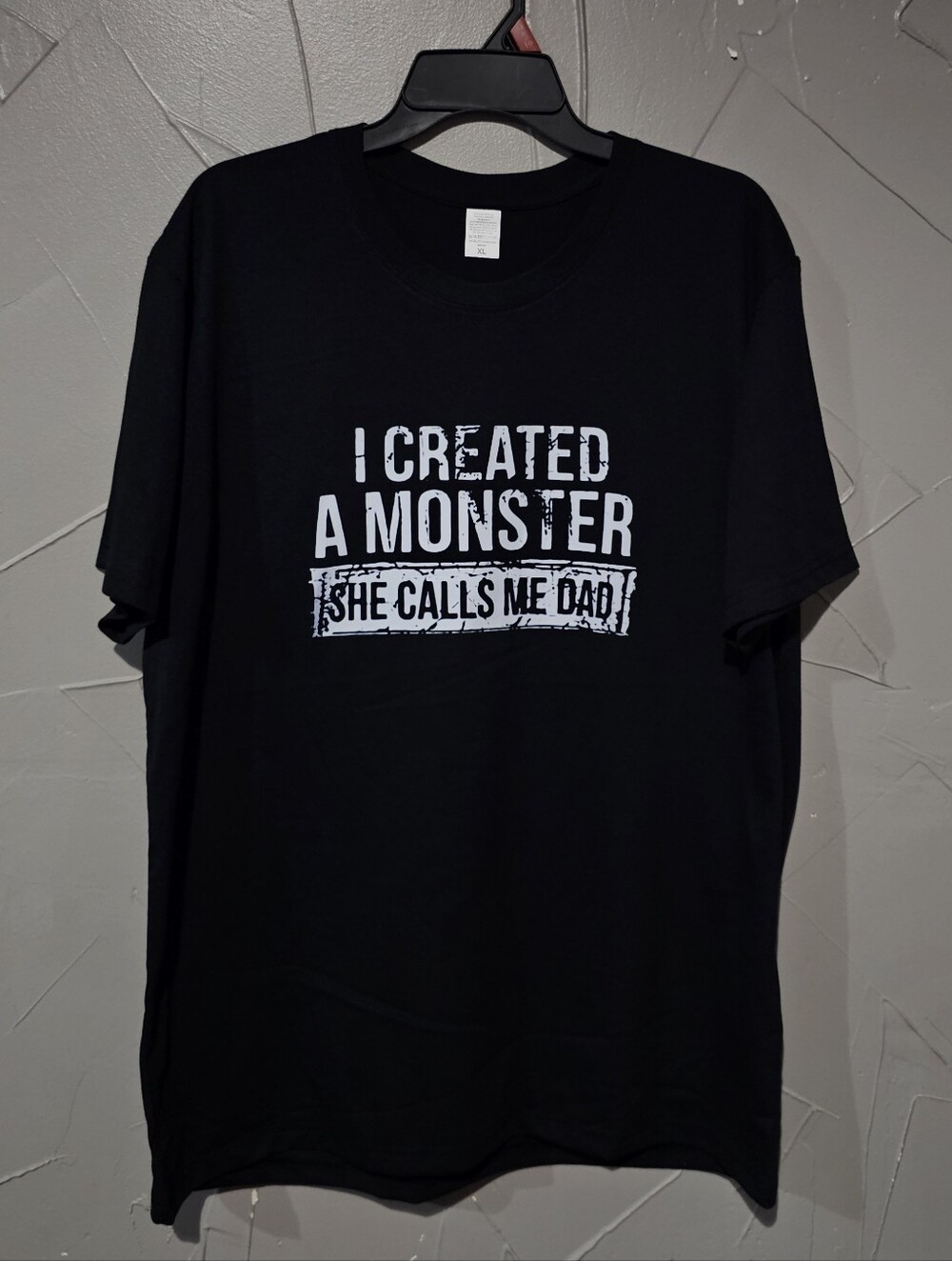 Men's Black Short-Sleeve Tee with White 'I Created A Monster' Graphic
